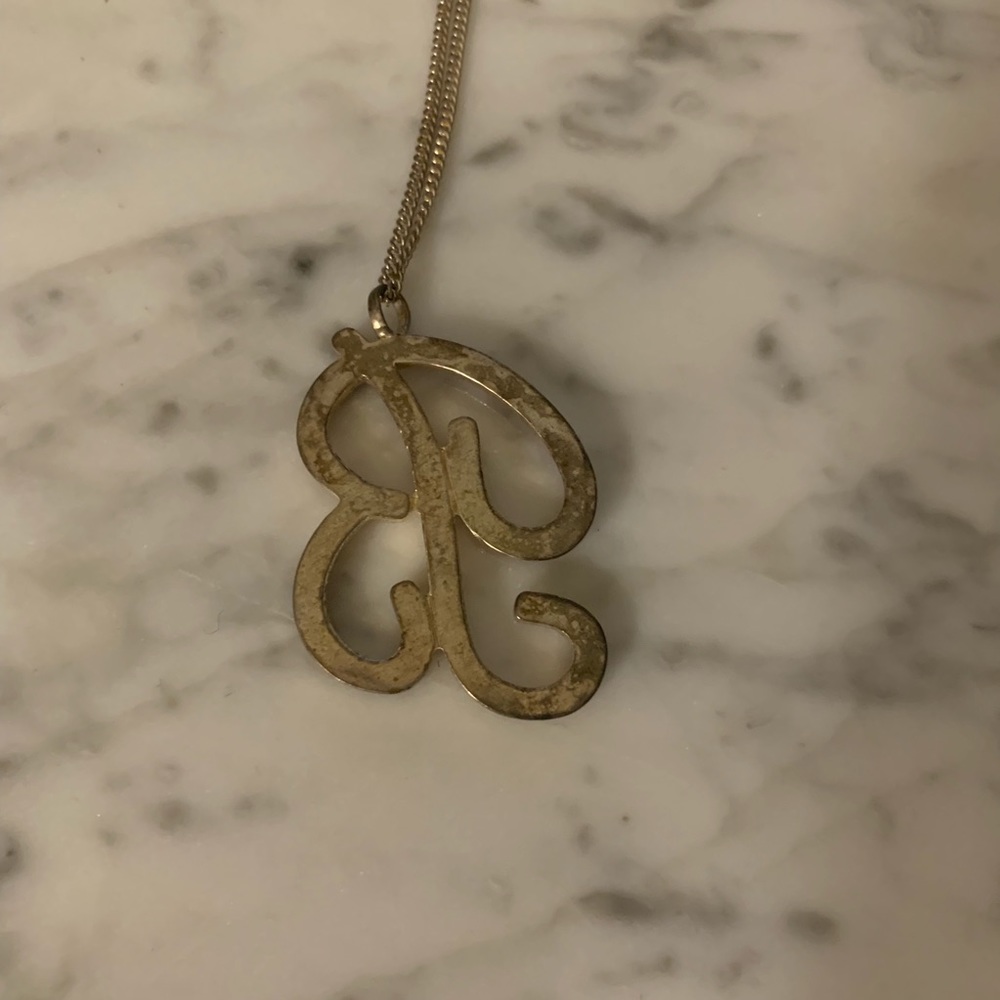 B Rhinestone Pendant Necklace - Picture 5 of 5